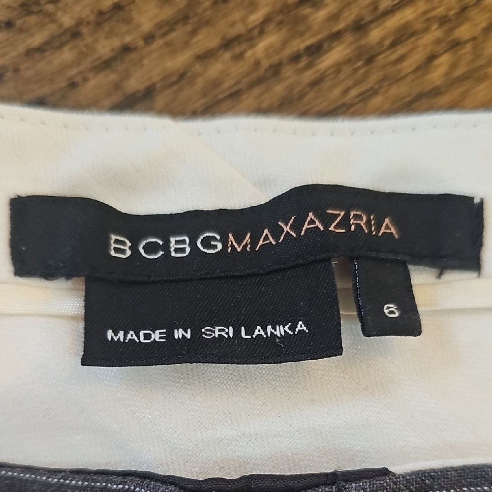 BCBGMaxAzria Women's Low-Rise Flare Charcoal Pinstripe Pants - Picture 4 of 9